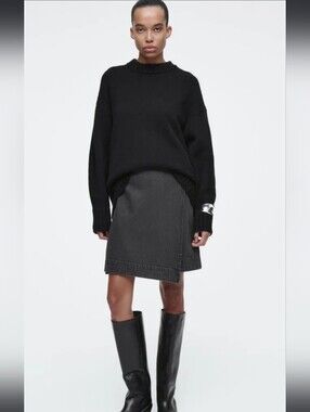 COS Washed Black Denim Wrap Skirt